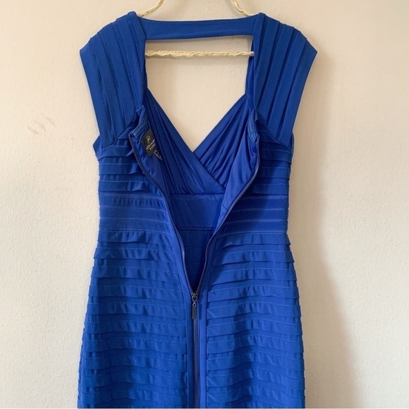 Adrianna Papell Blue Shutter Pleated Sheath Dress - Picture 7 of 8